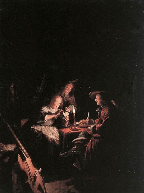 DOU, Gerrit Cardplayers at Candlelight dfg oil painting image